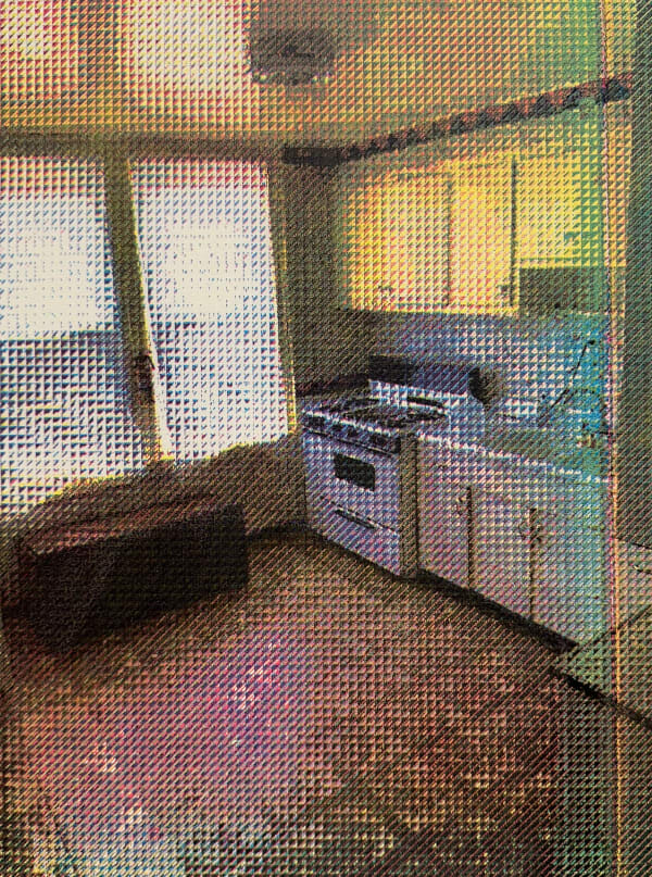 Nick D'Ornellas A Last Look - Kitchen No. 2, 2023 stretched screenprint on poly-cotton fabric 12 x 9 in.