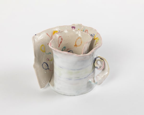 Monica Banks You Ruin Everything (Curling), 2021 glazed english porcelain 3 5/8" x 5 1/4" x 4 1/4"