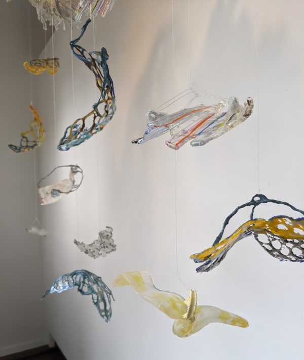 Nancy Cohen Unpinioned, 2021 glass, metal, wire, handmade paper dimensions variable