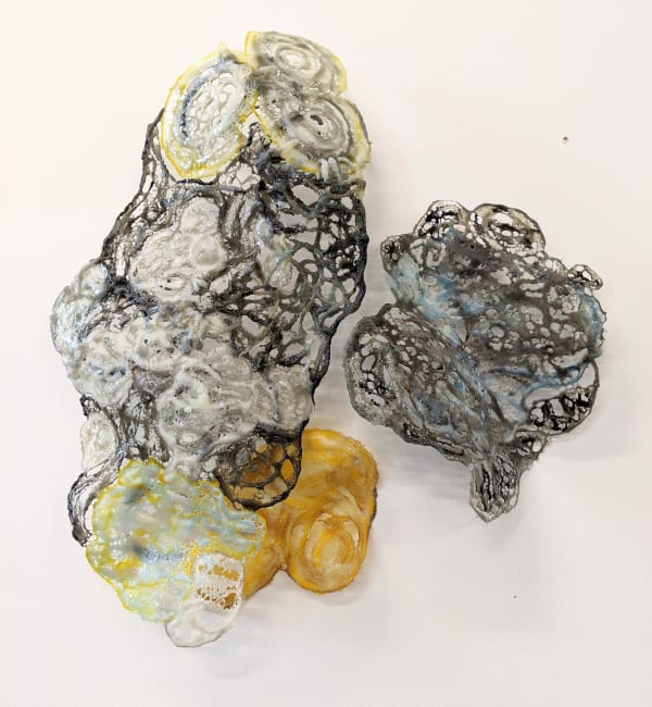 Nancy Cohen Fluctuant, 2021 glass, metal, and handmade paper 20 x 20 x 3.5 in.