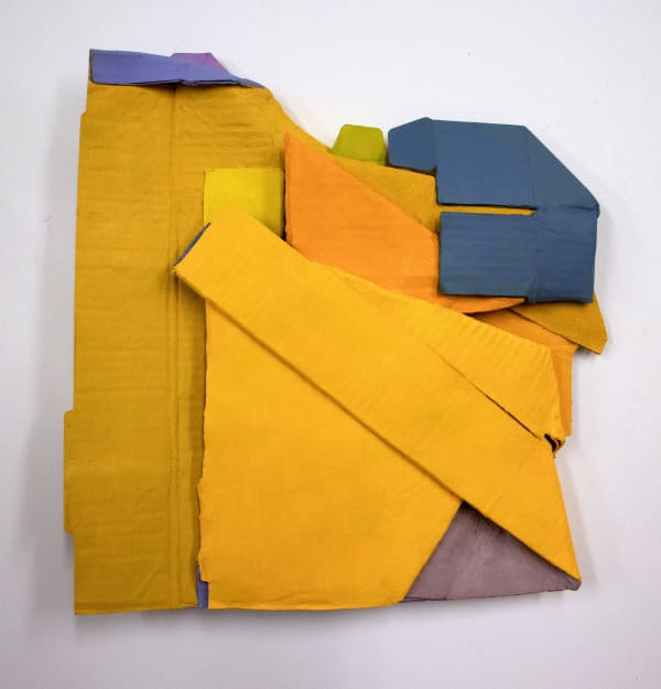 Gillian Theobald 2-12-2024, 2024 acrylic, found packaging, glue 8 x 9 x 1.25