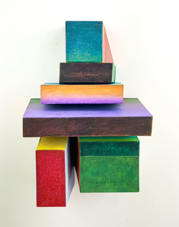 Meg Hitchcock Icon No. 1, 2023 Matboard structures, acrylic paint, colored pencil 12 x 8 x 6.25 in.