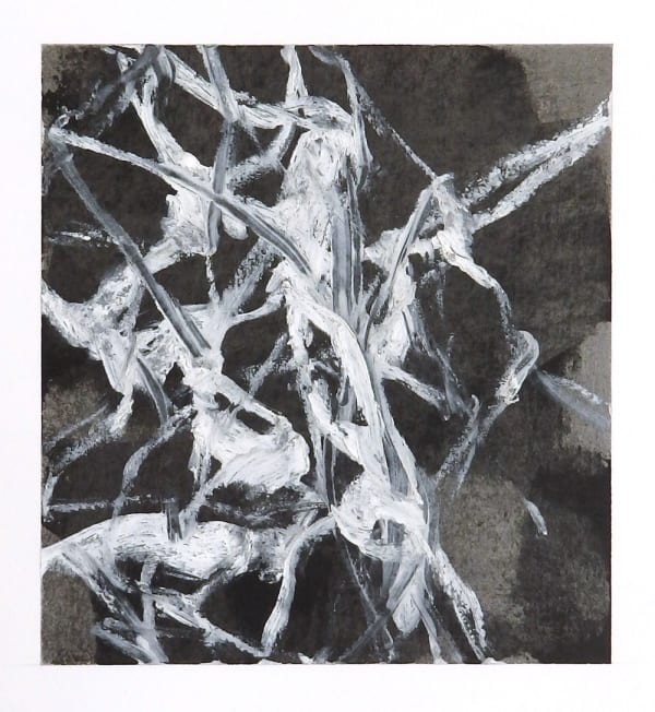 abstract black and white drawing with white border