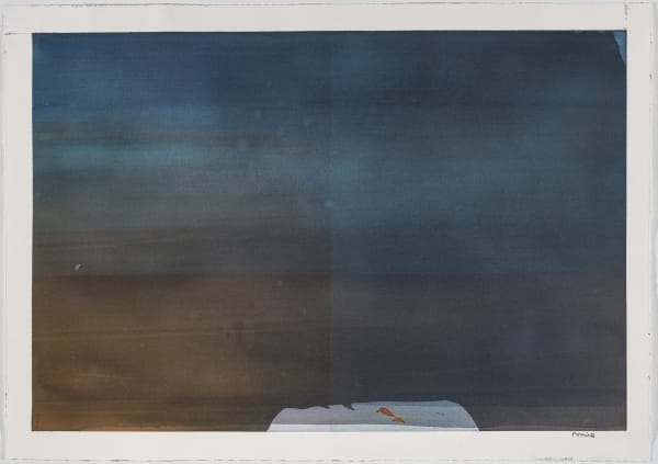 abstract painting with subtly layered blue and brown