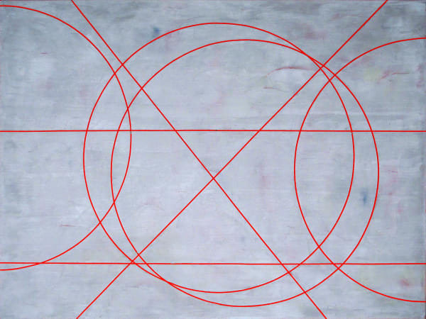 Gudrun Mertes-Frady, Graphite Over Red, 2014-2016