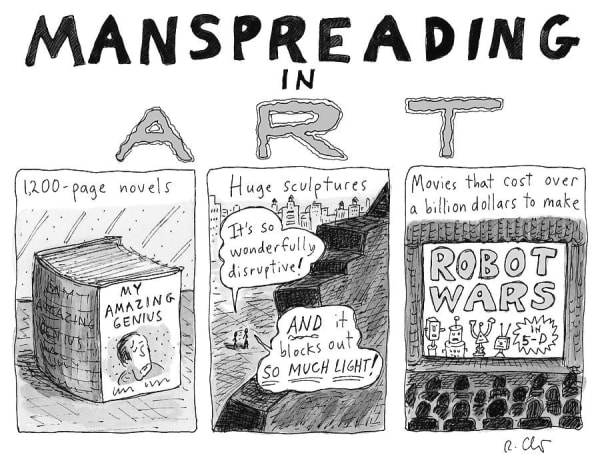 Roz Chast, Manspreading In Art, 2018, June 4