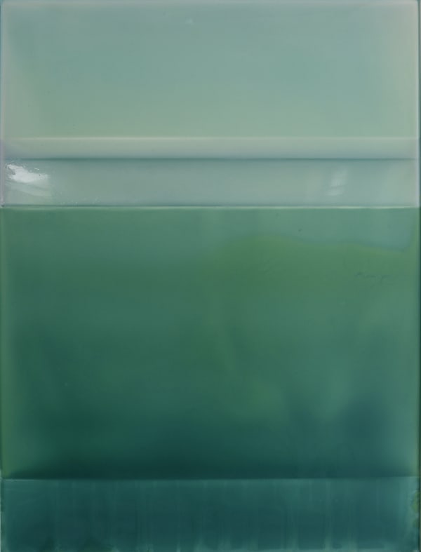 Susan English Cascade, 2020 tinted polymer on 140lb Yupo paper 26 x 20 in.