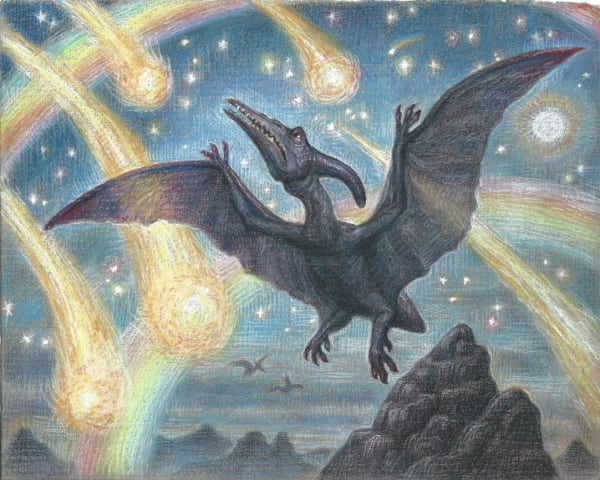 Thomas Woodruff Pterodactyl Variations 6, 2020 carbon and pastel pencil on toned paper 8 x 10 in. framed size: 14.5 x 16.5 in.
