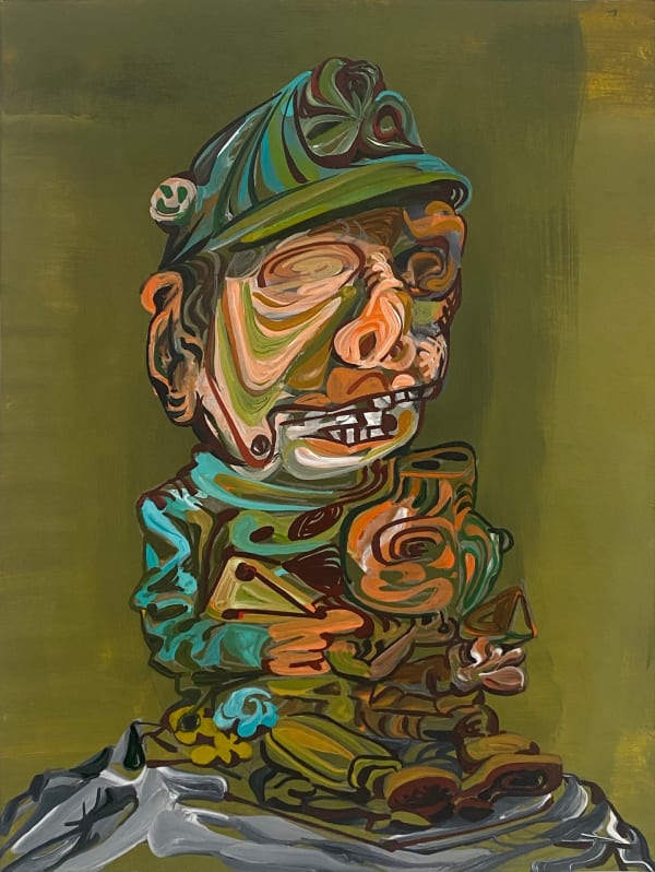 James Esber Monkey and Pig, 2023 acrylic on PVC panel 12 x 9 in.