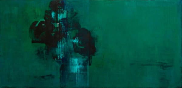 Daniel Brice PP-Green, 2018 oil and acrylic on canvas over panel 38 x 78 in.