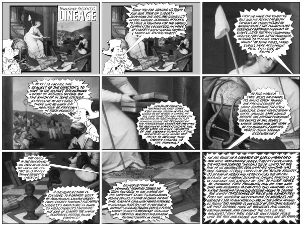 Town Crier Lineage, 2024 drawn collage printed on paper 18 x 24