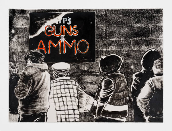 Grabbing Essentials, 2020 ink on paper 22 x 30 inches