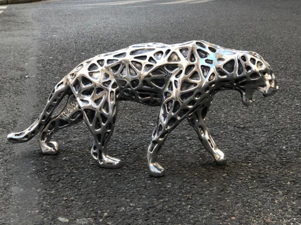 Richard Orlinski, Panthère Dentelle fond plat aluminium 80cm 7/8