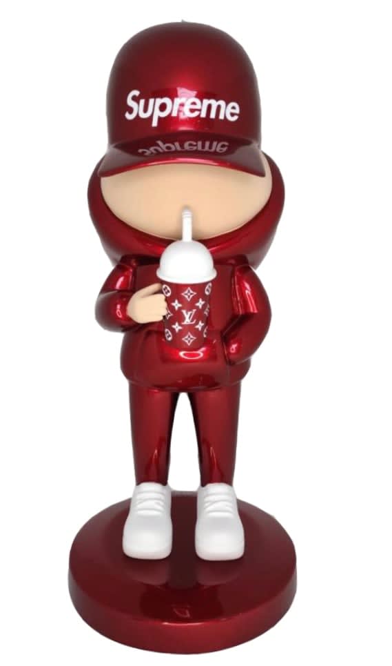 Leo et Steph, Kidcup Sculpture - Supreme Rouge Louis Vuitton, 2023