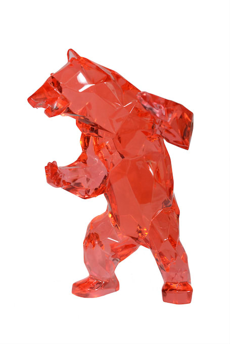 Richard Orlinski, Standing Bear Crystal Clear Red 2/8 - 70 cm , 2015