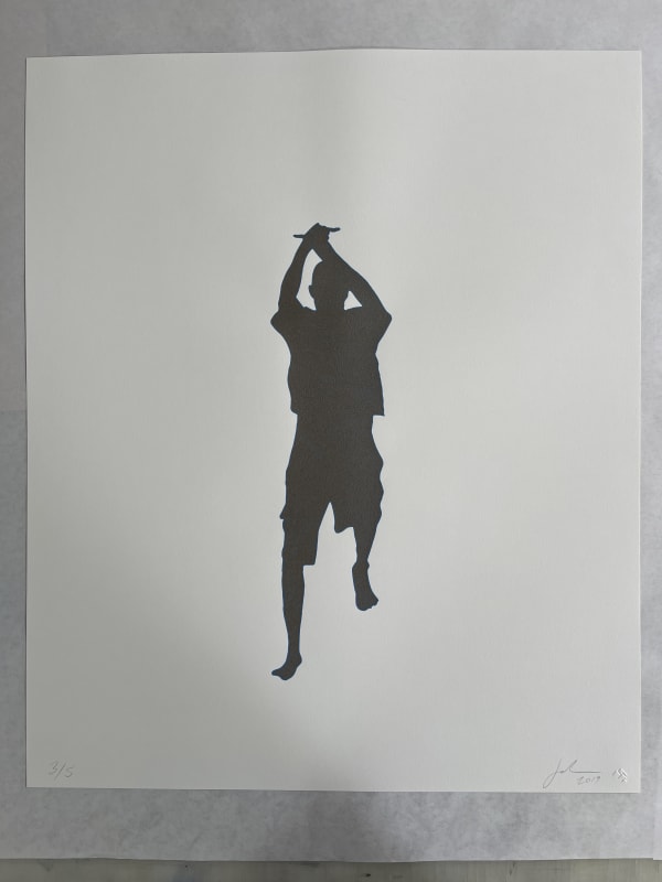 John Brinton Hogan, Man Gesturing Amidst a Group of Recreational Campers at Coachwhip Canyon, Anza Borrego Desert State Park, March 2014 (Bronze, Pewter, Blue), 2019