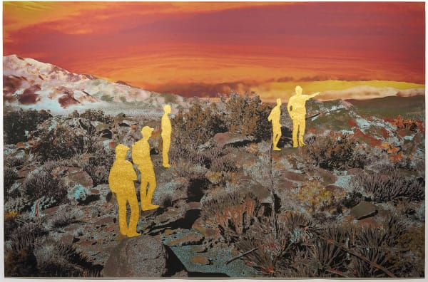 John Brinton Hogan, Recreational Hikers Near the Summit of Ghost Mountain, Anza Borrego Desert State Park, California, November 2017 (black, turquoise, red/orange with gold pearl and glitter blisters), 2019