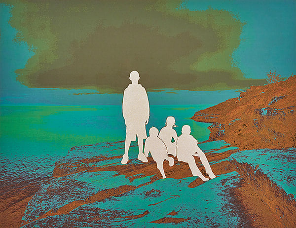 John Brinton Hogan, Artist and Sons on Cliffs near Watson's Bay, NSW, Australia... , 2019