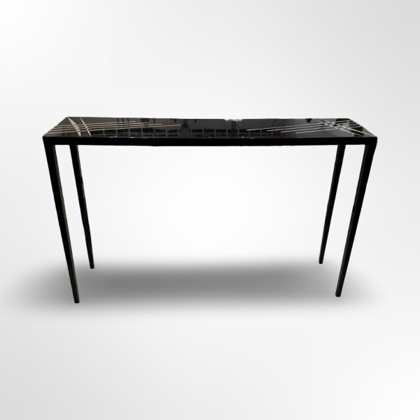 Art Deco Geometric Black Lacquered Console