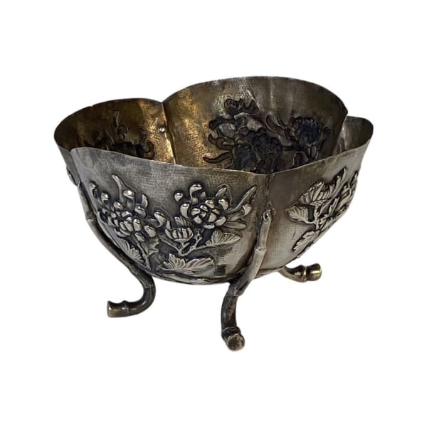 Sterling Silver Bowl with Chrysanthemums
