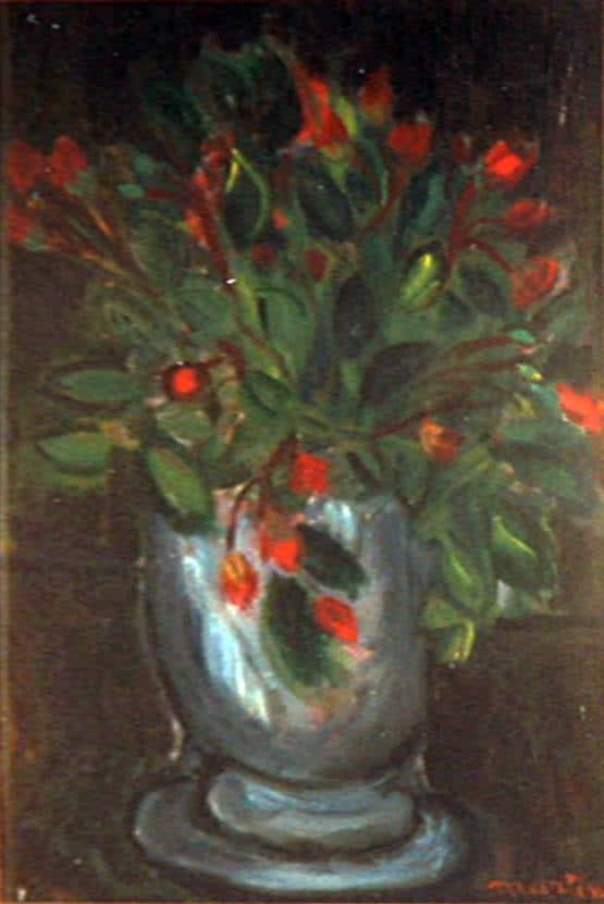 Martine Martine, Bouquet au vase bleu, 1972