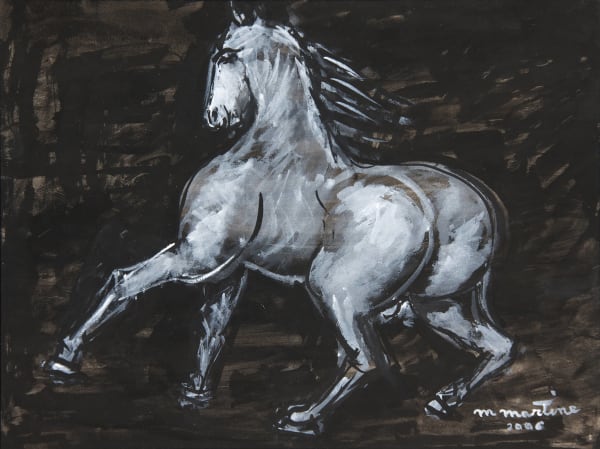 Martine Martine, Cheval blanc sur fond noir, 2006