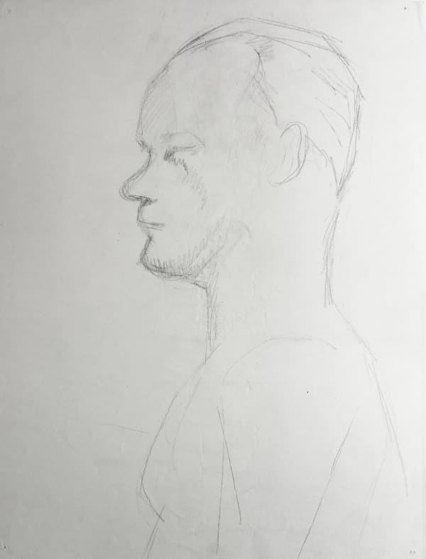 Martine Martine, Nu masculin en buste (recto), Nu masculin debout de profil (verso), 1952