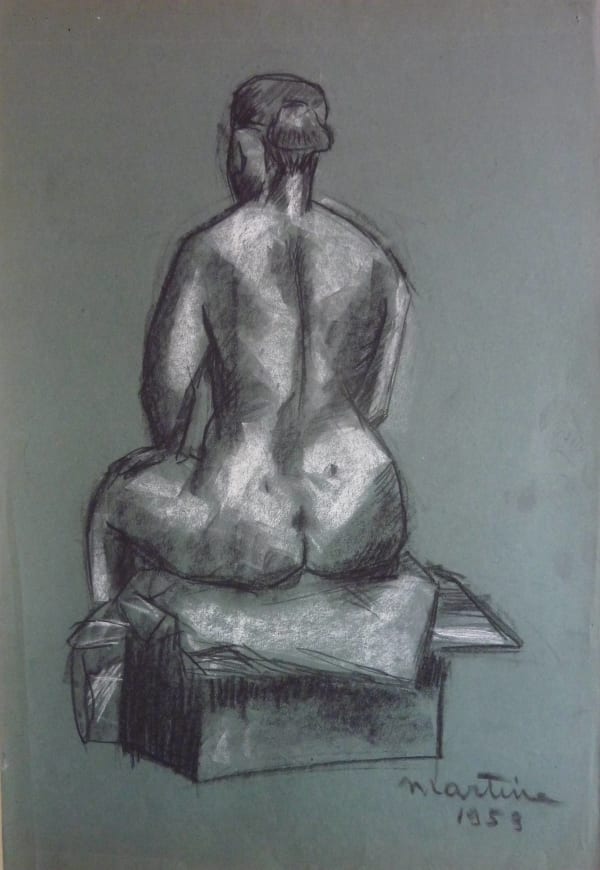 Martine Martine, Nu féminin assis de dos, 1953