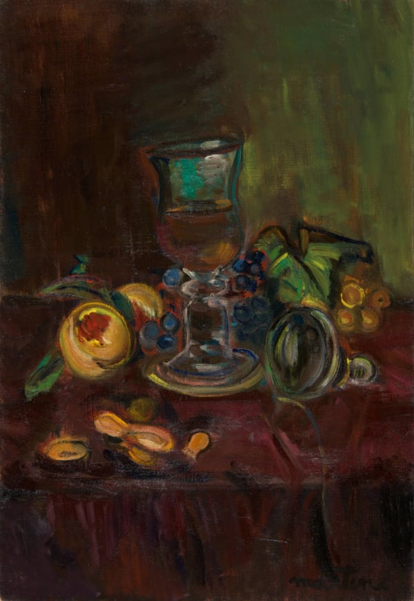 Martine Martine, Nature morte au verre et aux fruits, 1976