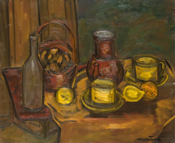 Martine Martine, Nature morte aux tasses jaunes II, 1973