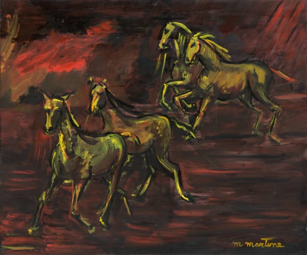 Martine Martine, Petits Chevaux sur fond rouge IV, 1998