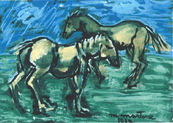 Martine Martine, Petits Chevaux fond vert et bleu, 1997