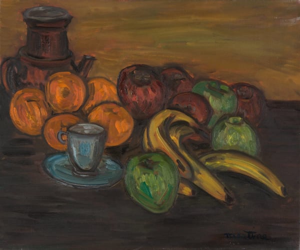 Martine Martine, Nature morte aux fruits et à la cafetière, 1971