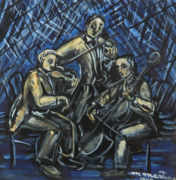 Martine Martine, Trio sur fond bleu II, 1996