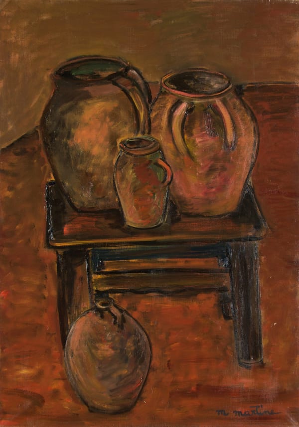 Martine Martine, Les Pots de terre sur le tabouret, 1984