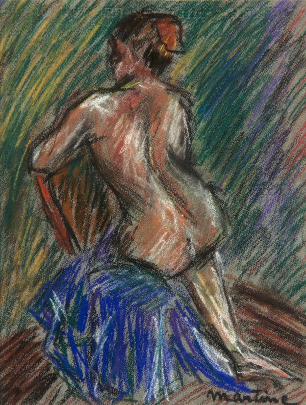 Martine Martine, Nu de dos au drap bleu, 1950 ca