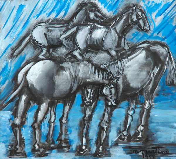 Martine Martine, Petits Chevaux rêvant fond bleu, 1997