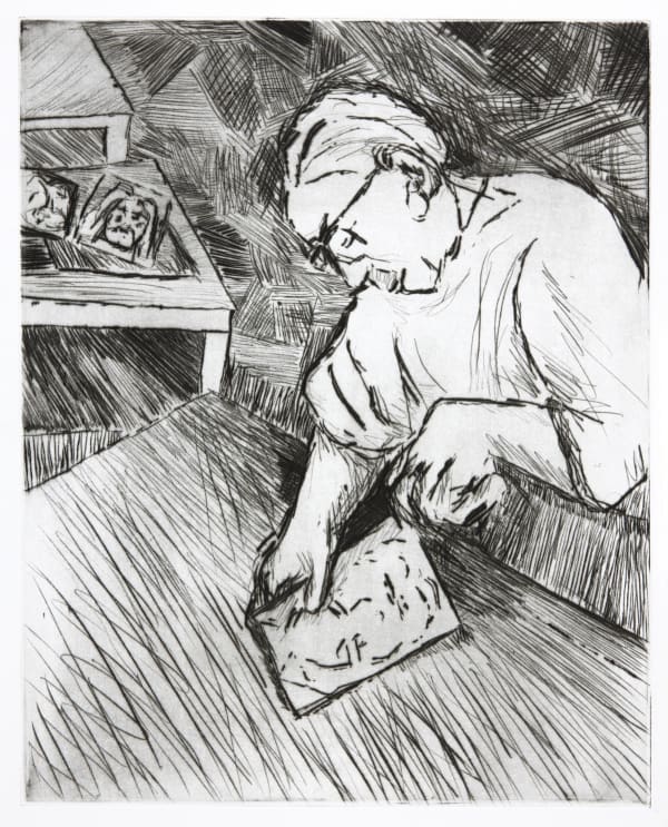 Martine Martine, Autoportrait gravant, 2012