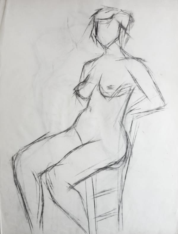 Martine Martine, Nu féminin assis (recto), Visage (verso), 1950 ca