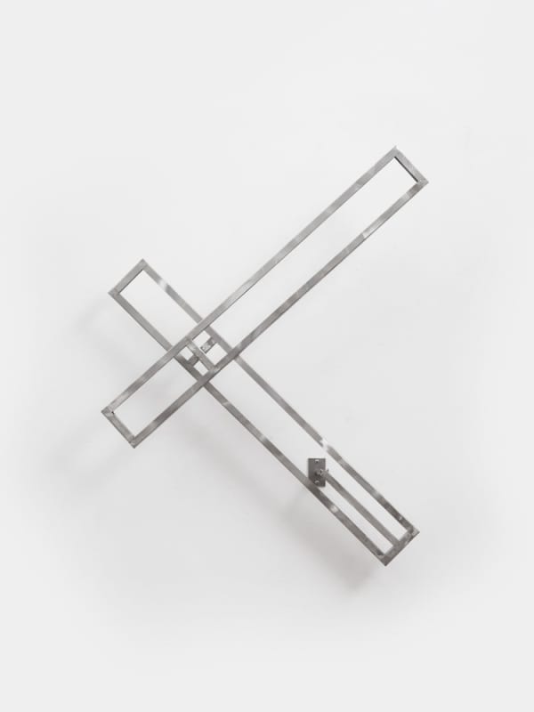 George Rickey Two Open Rectangles Diagonal Jointed - Wall, 1985 (begun 1984) stainless steel 101.6 x 101.6 cm 40 x 40 in Ed. 2/3 (Edition record)