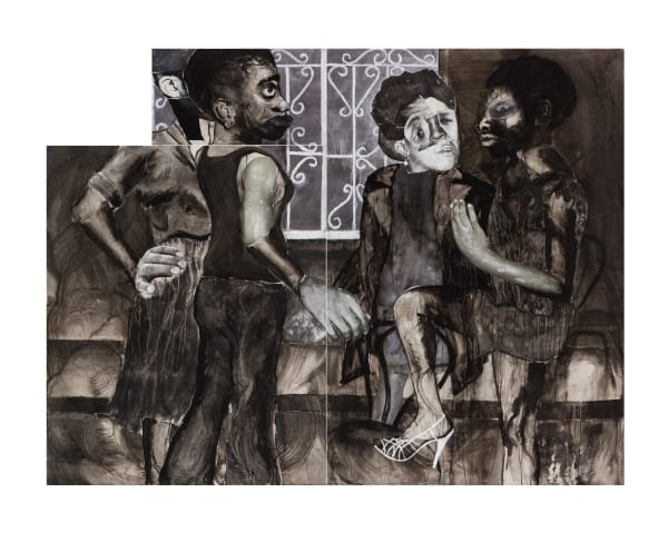Neo Matloga Madireng, 2022 collage, charcoal, liquid charcoal, ink and oil stick on canvas 220 x 290.5 cm 86 5/8 x 114 3/8 in