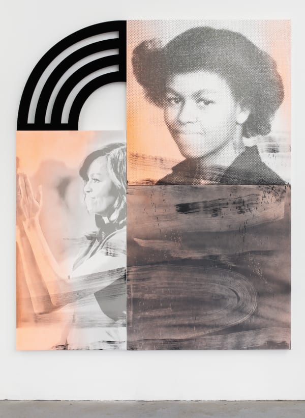 Wendy White We Go High, 2016 Inkjet and acrylic on three canvases dibond 182.88 x 153.035 cm 72 x 60 1/4 in