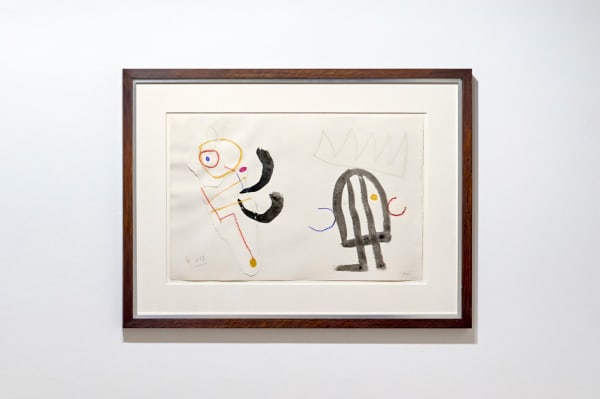 Joan Miró Ubu Roi, c. 1953 acrylic, ink, and crayon and collage on paper 32.5 x 50 cm 12 3/4 x 19 3/4 in framed: 51 x 69 x 2.8 cm