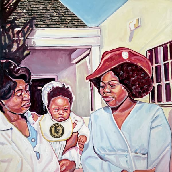 Esiri Erheriene-Essi The Excursion, 2021 Oil, ink and xerox transfer on linen 135 x 135 cm 53 1/8 x 53 1/8 in