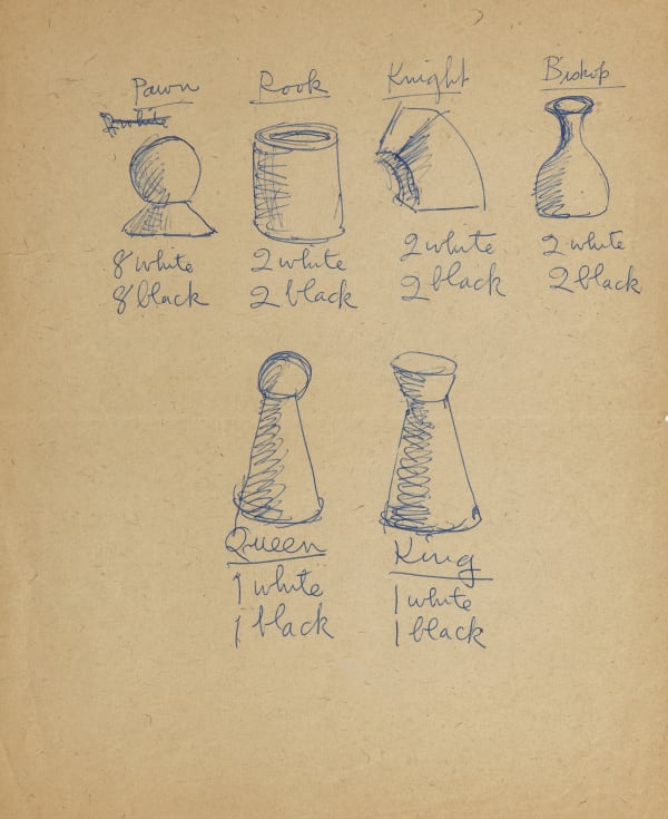 MR Circa 1947 Chess Piece Renderings for 1947 Anodized Aluminum Set