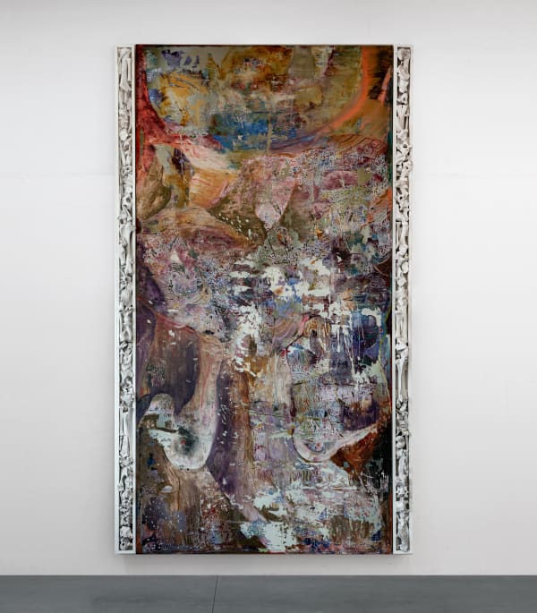 Æmen Ededéen The Fountain, 2014-25 Mixed media with glass beads on canvas, pinewood with bones 335 x 193 cm 132 x 76 in