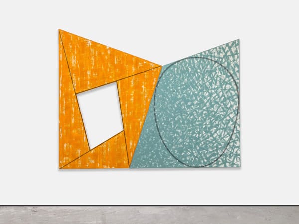 Robert Mangold, Orange frame, blue ellipse (diptych), 1988