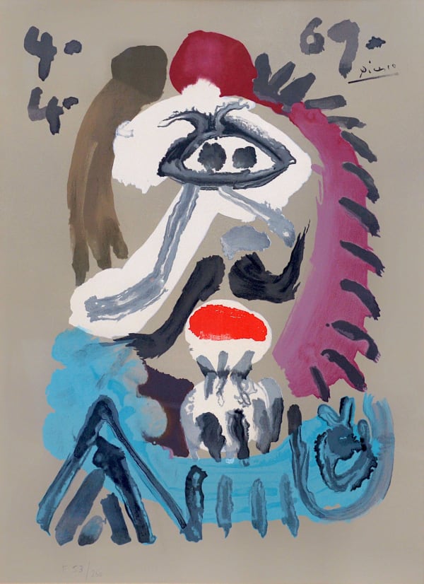 Pablo Picasso Portrait Imaginaire (Imaginary Portrait) 4.4.69., 1969 lithograph on Arches paper, edition 53/250 23 3/4 x 19 1/2 in 60.3 x 49.5 cm Available in November 2025 auction. Estimate: $ 4,000 - 6,000 CAD.