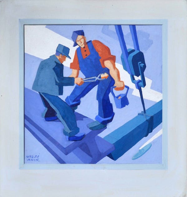 Wesley Fraser Irwin Untitled, Walking on the High Beams gouache on paper 7 1/2 x 7 1/2 in 19.1 x 19.1 cm Signed "Wesley Irwin" lower left