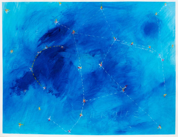Joane Cardinal-Schubert There is No Hercules, 1985 mixed media on paper 19 x 25 1/2 in 48.3 x 64.8 cm Titled top left hand side, signed and dated right hand side, centre